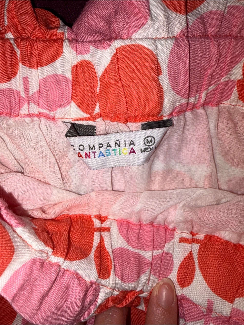 Pink and Orange Patterned A-Line Skirt w/ Pockets - Picture 2 of 5